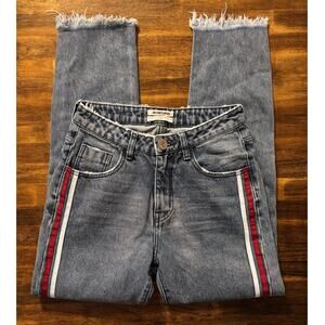 One x One Teaspoon Women's 27 x 28 Jeans High Rise Relaxed Straight Leg Raw Hem